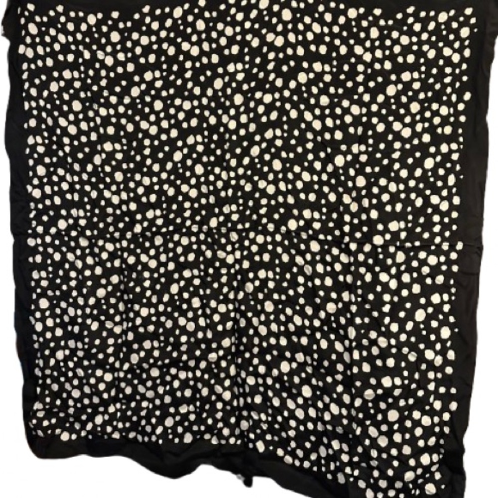 Silk Country Road Black and Cream Scarf polka dots Made in Japan hand rolled - Picture 2 of 4